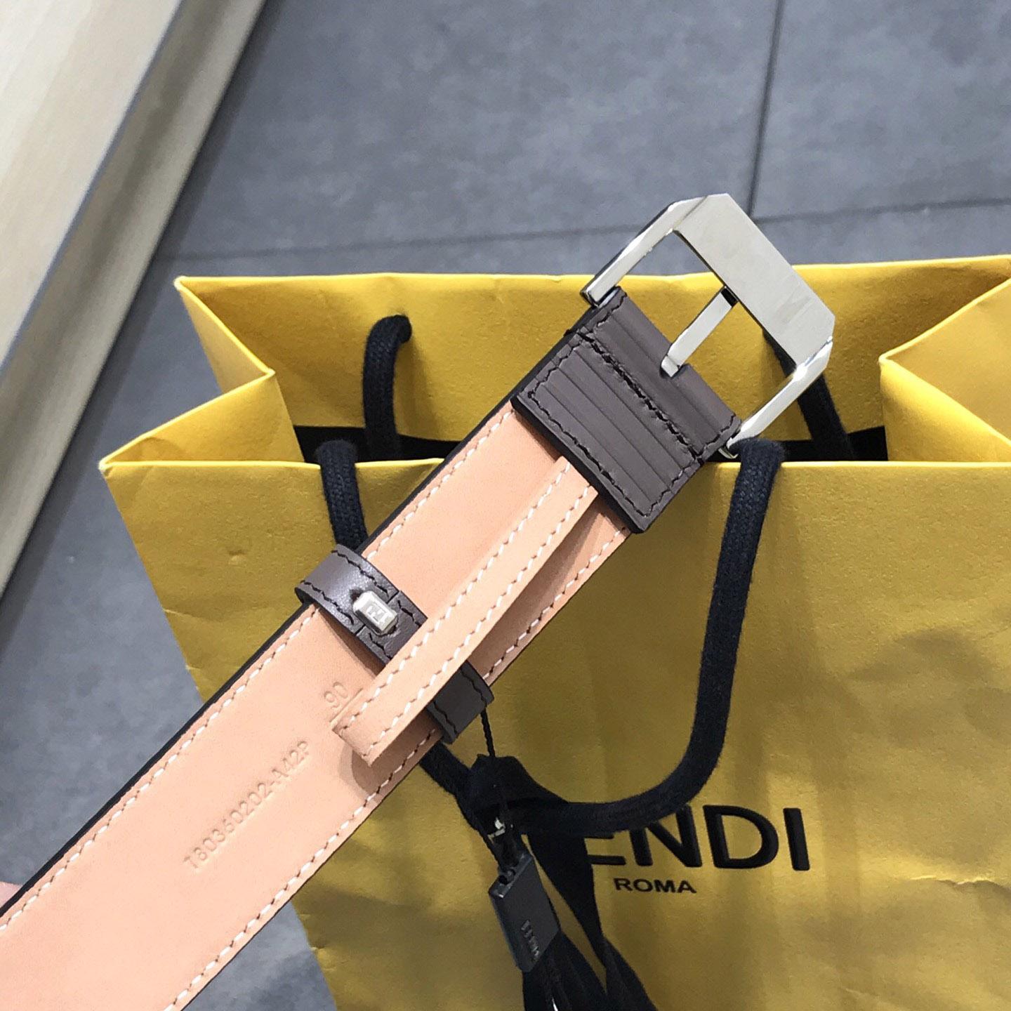 Fendi Brown Leather Belt - DesignerGu