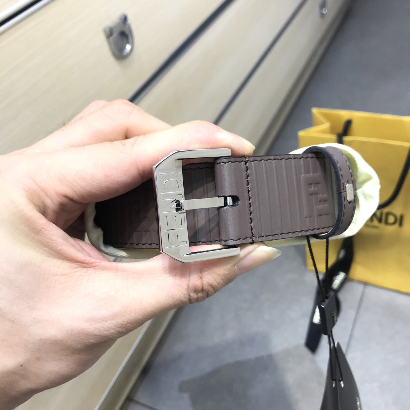 Fendi Brown Leather Belt - DesignerGu