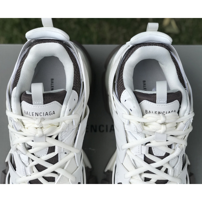 Balenciaga Track Sneaker In Off-White And Dark Grey Mesh And Nylon - DesignerGu