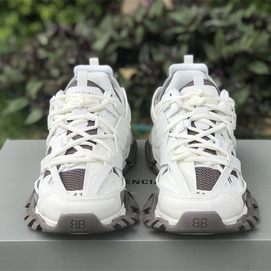 Balenciaga Track Sneaker In Off-White And Dark Grey Mesh And Nylon - DesignerGu