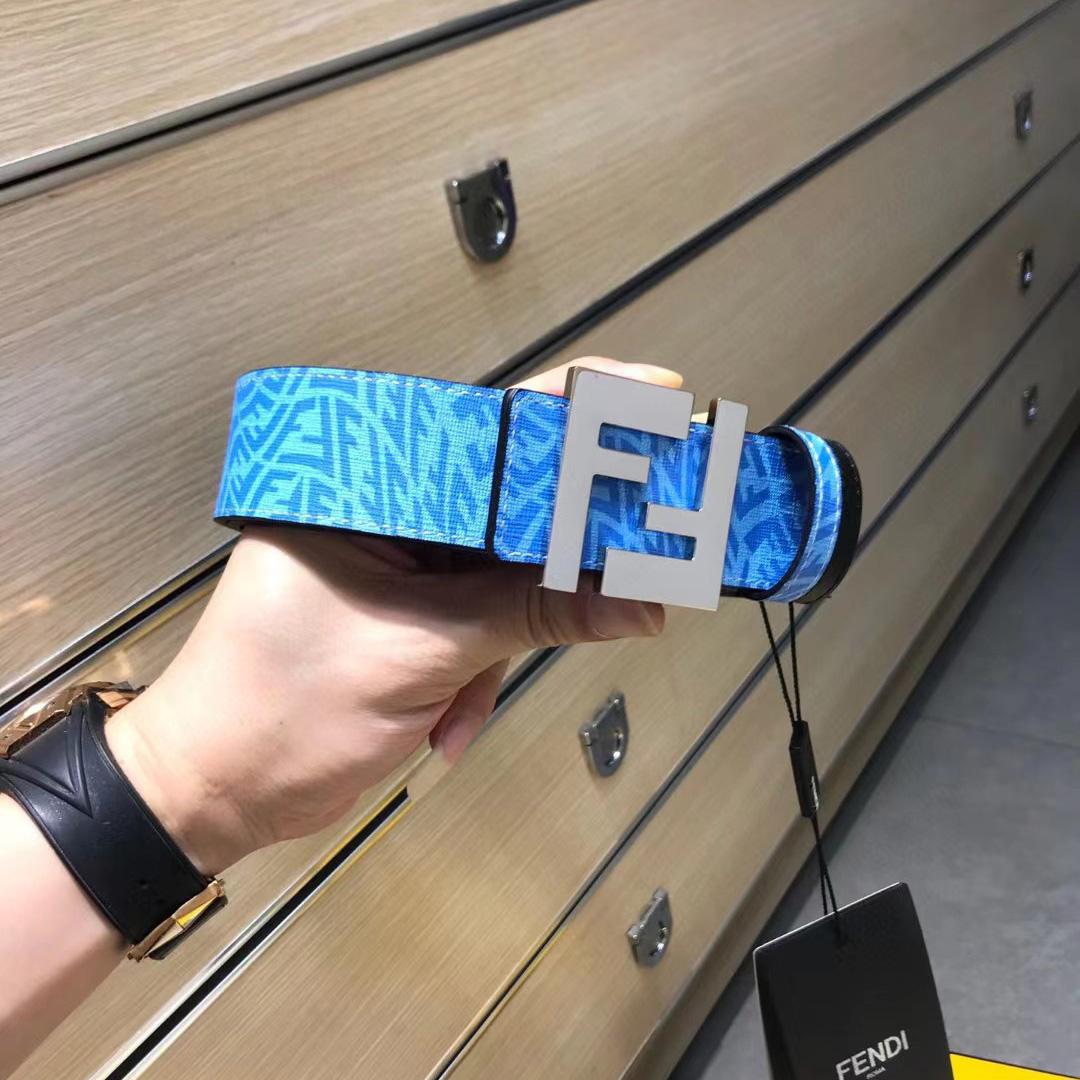 Fendi Blue Leather Belt - DesignerGu