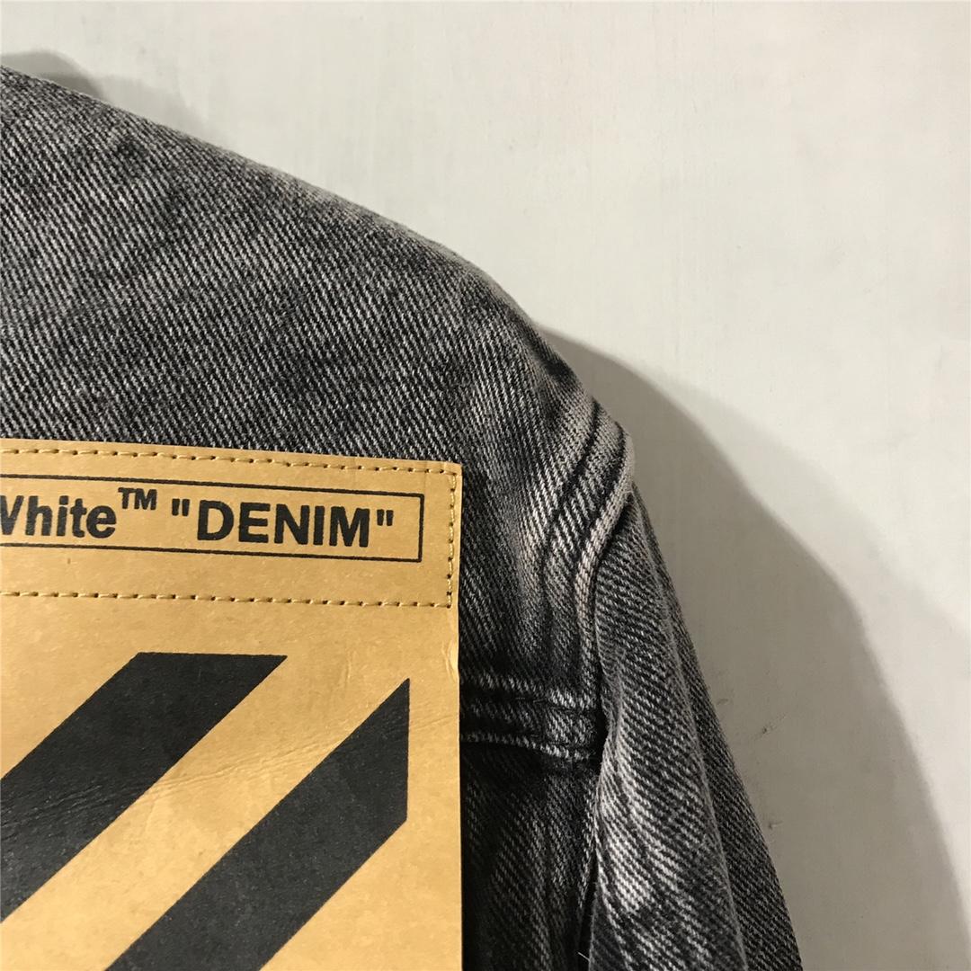 Off White Slim Denim Jacket With Fleece - DesignerGu