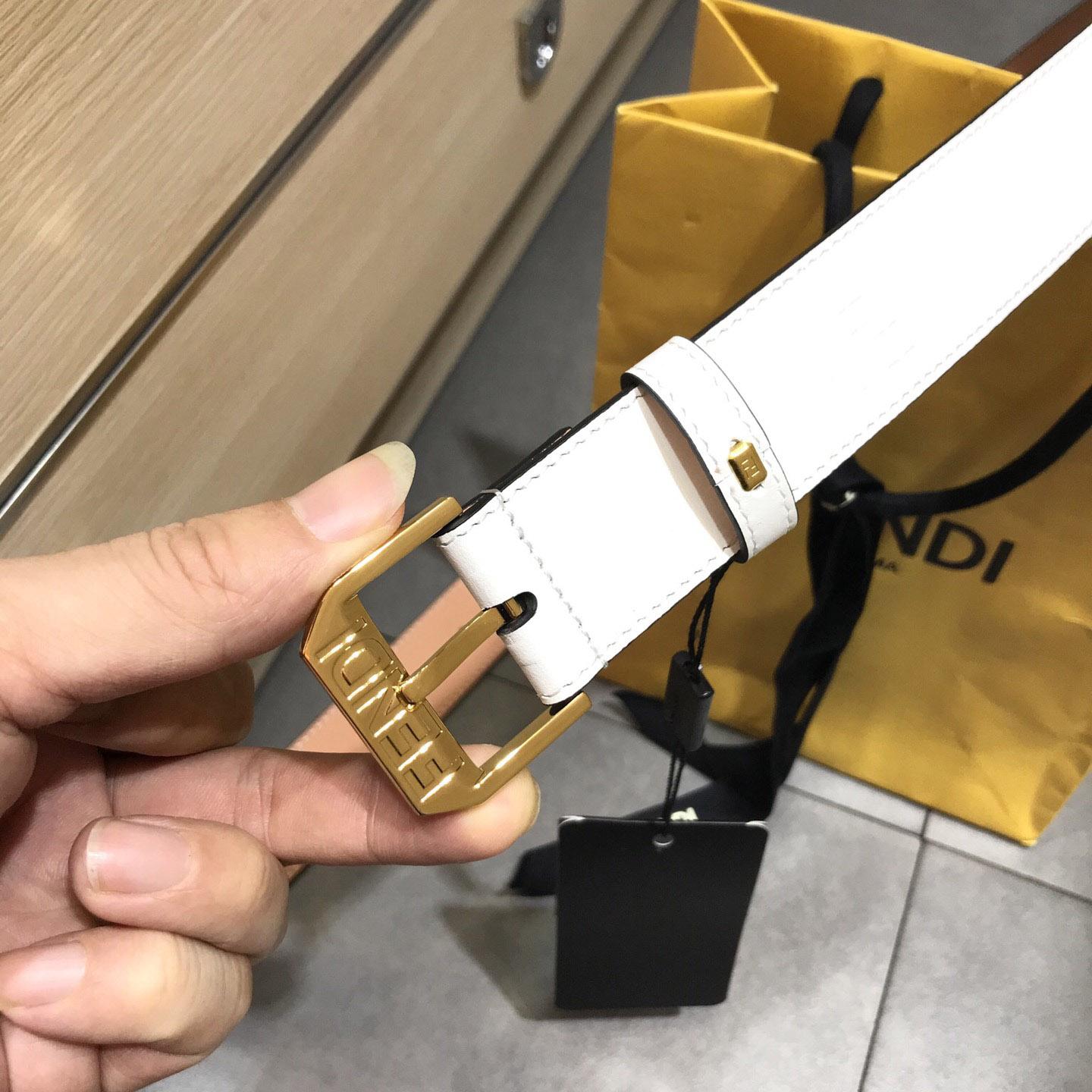 Fendi White Leather Belt - DesignerGu