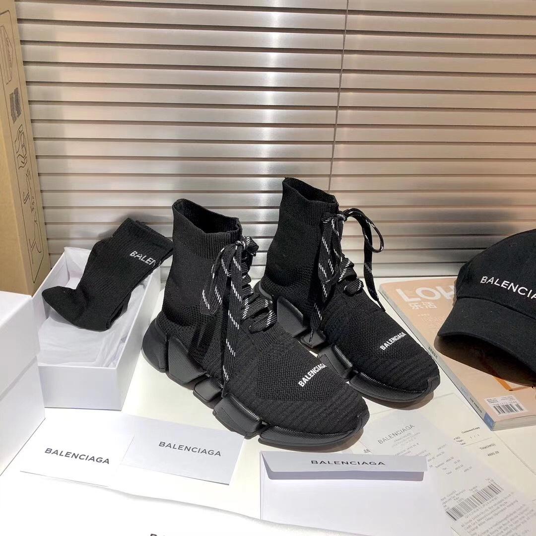 Balenciaga Speed 2.0 Lace-Up Sneaker In Black Recycled Knit - DesignerGu