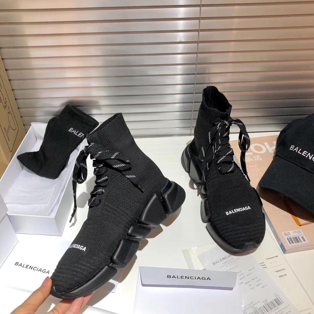 Balenciaga Speed 2.0 Lace-Up Sneaker In Black Recycled Knit - DesignerGu