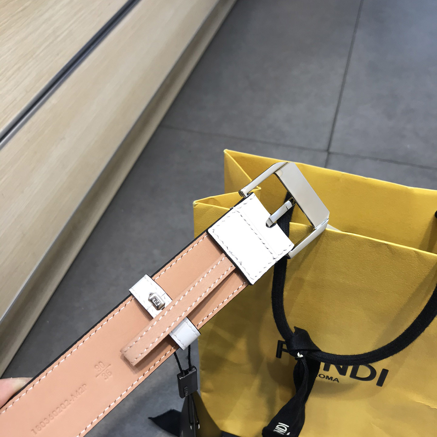 Fendi White Leather Belt - DesignerGu