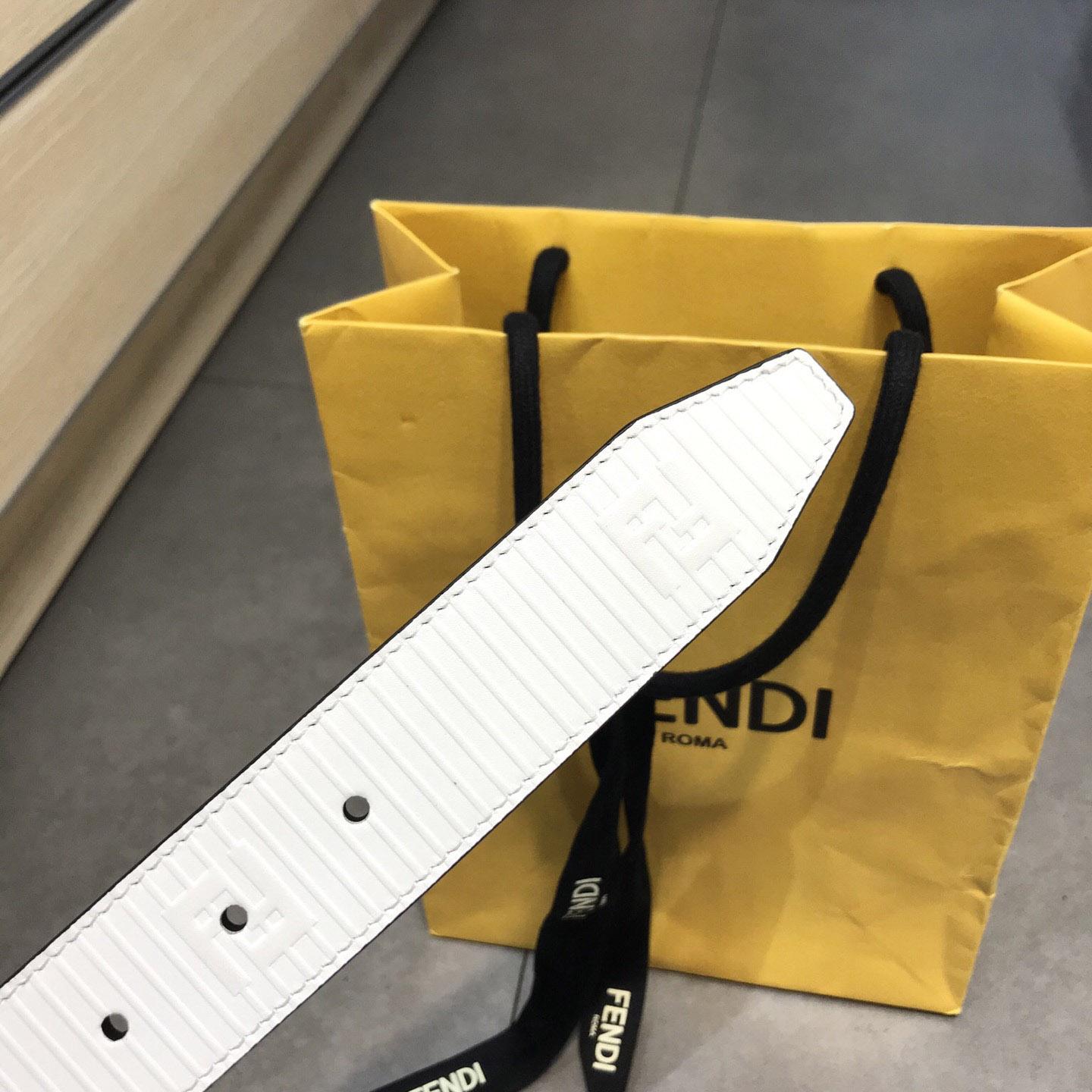 Fendi White Leather Belt - DesignerGu