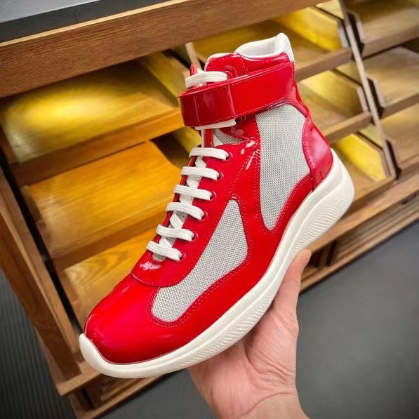 Prada America's Cup High 'Red Silver'Sneakers(upon uk size) - DesignerGu