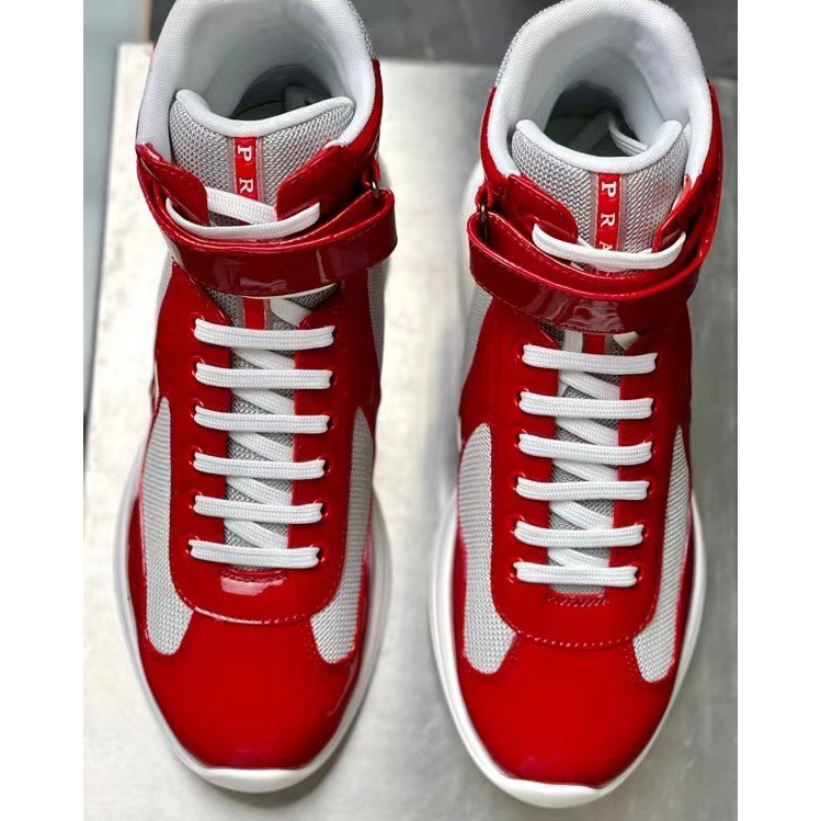 Prada America's Cup High 'Red Silver'Sneakers(upon uk size) - DesignerGu