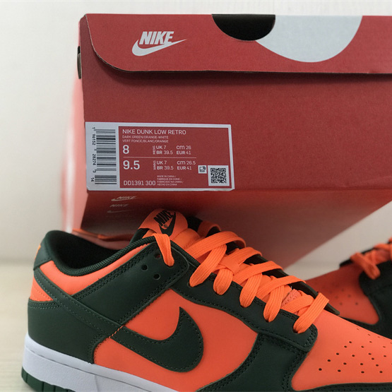 Nike Dunk Low “Miami Hurricanes” Sneaker   DD1391-300 - DesignerGu