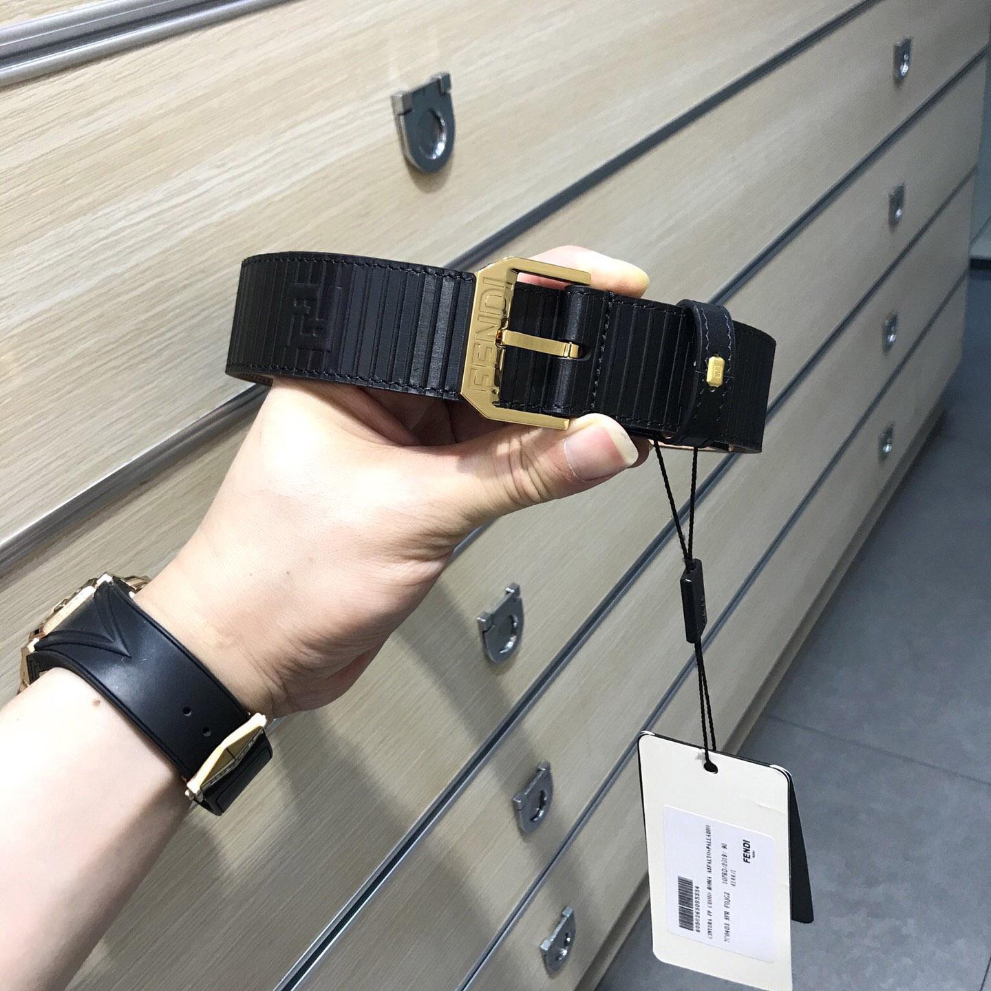 Fendi Black Leather Belt - DesignerGu