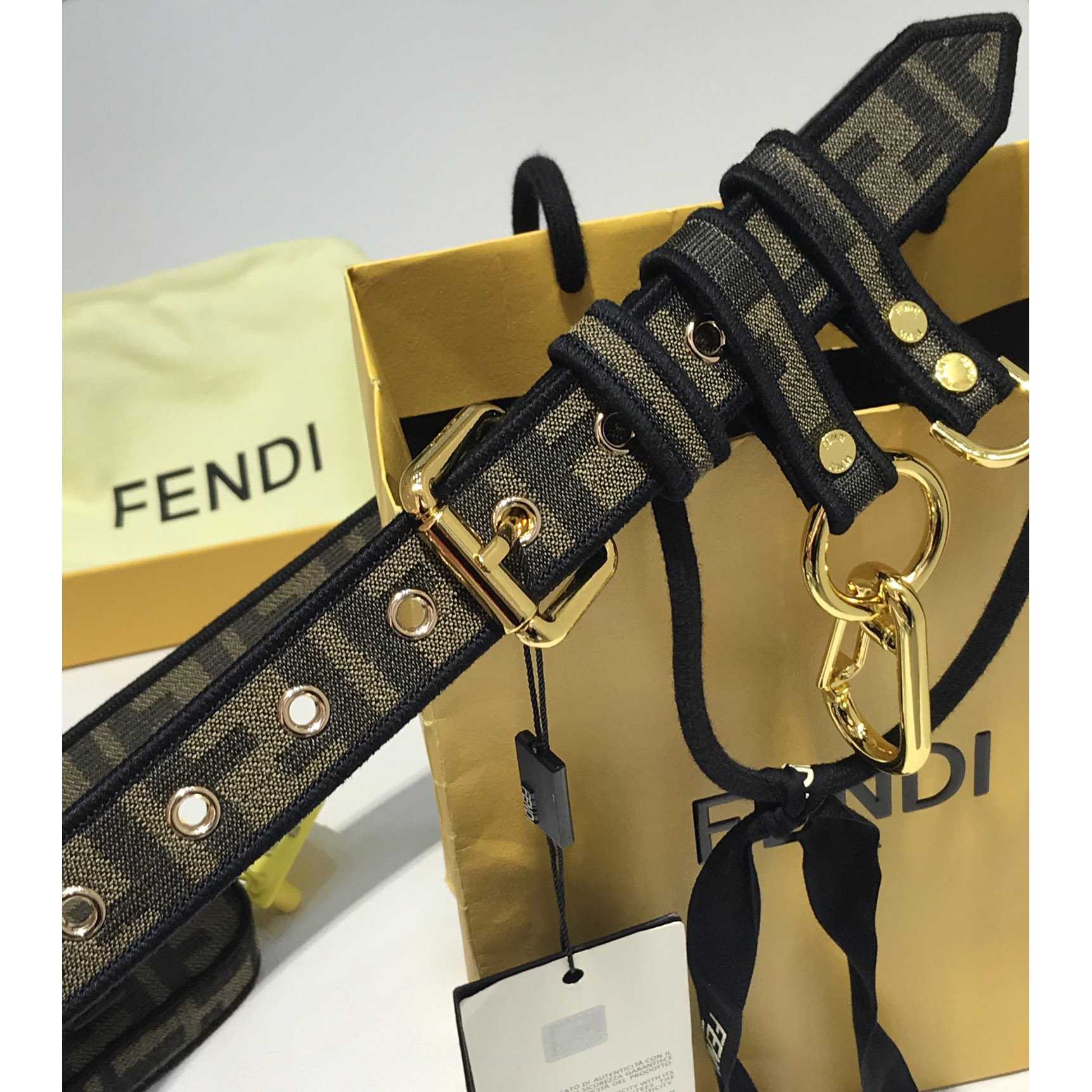 Fendi FF Jacquard Fabric Belt - DesignerGu