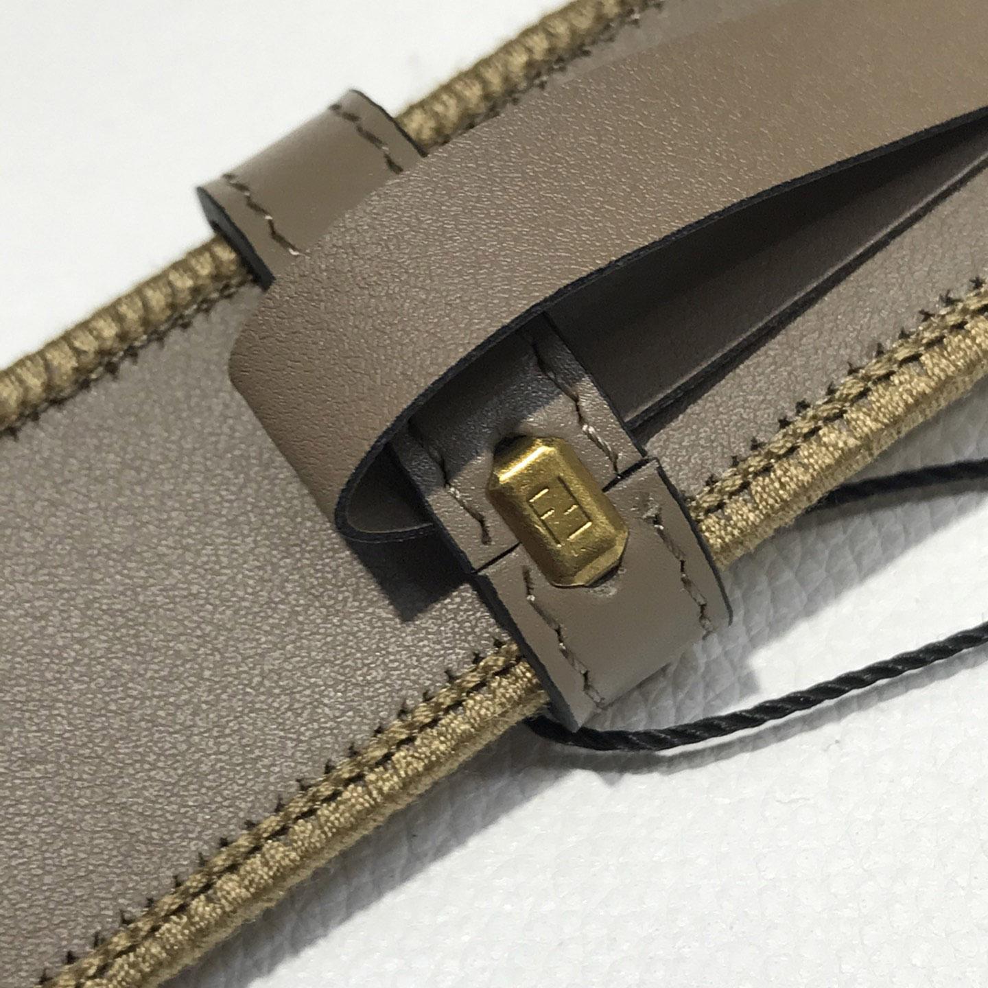 Fendi Dove Gray FF Jacquard Fabric Belt - DesignerGu