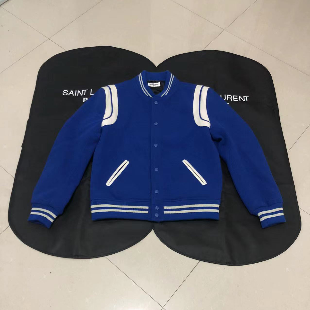 Saint Laurent Varsity Classic Teddy Bomber Jacket - DesignerGu