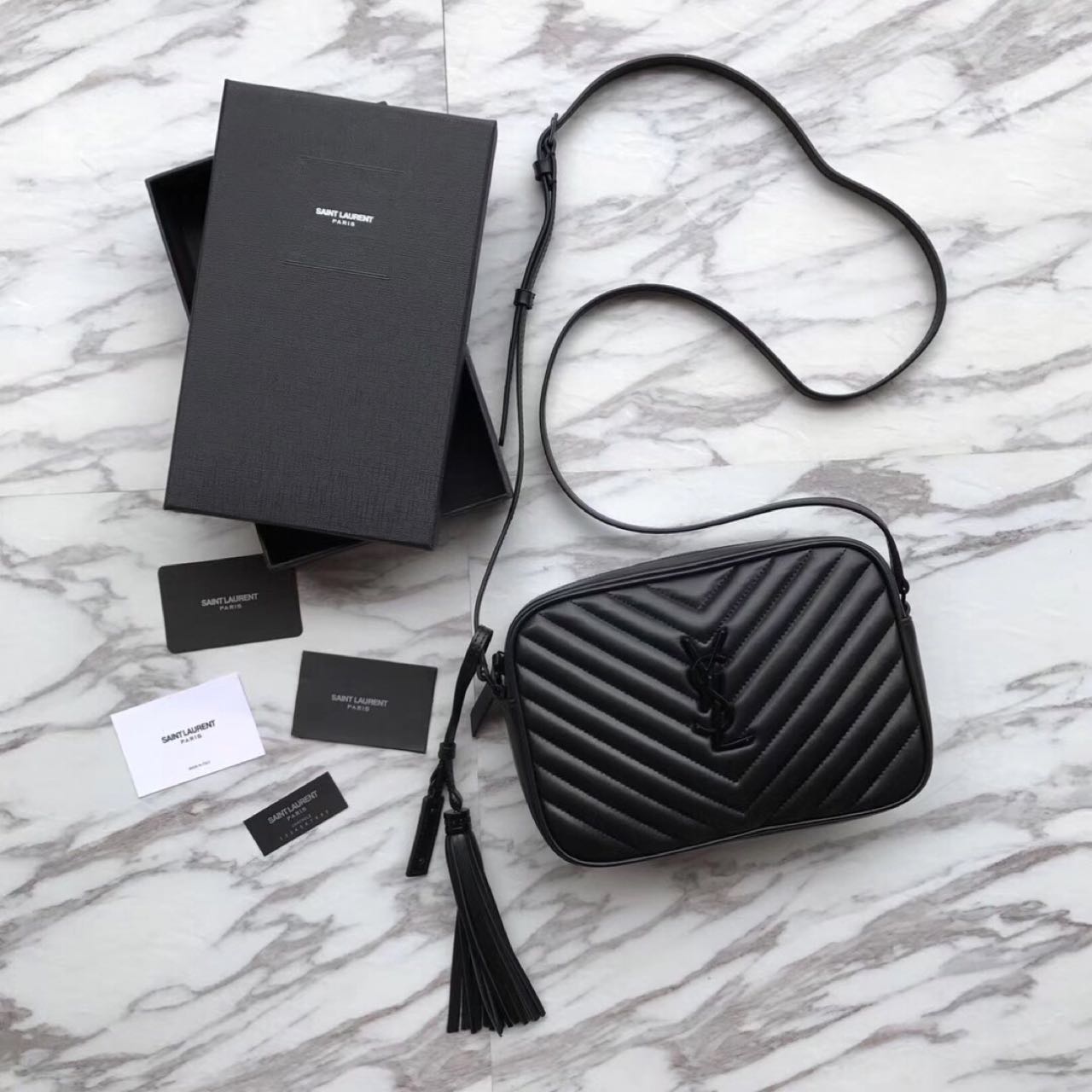 Saint Laurent Black Leather Shoulder Bag ( 23-16-6 cm) - DesignerGu