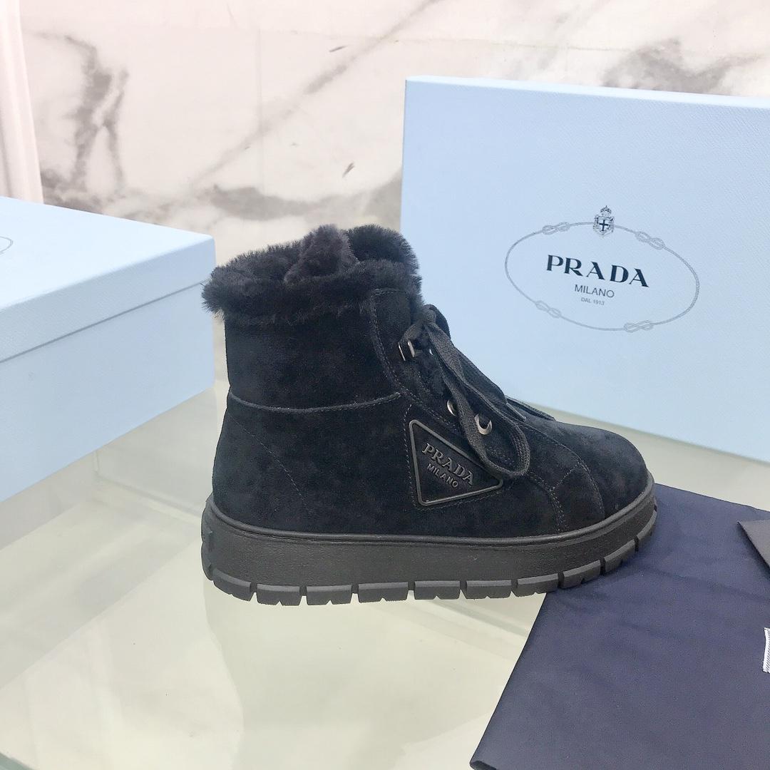 Prada Nylon Gabardine Lace-Up Booties - DesignerGu