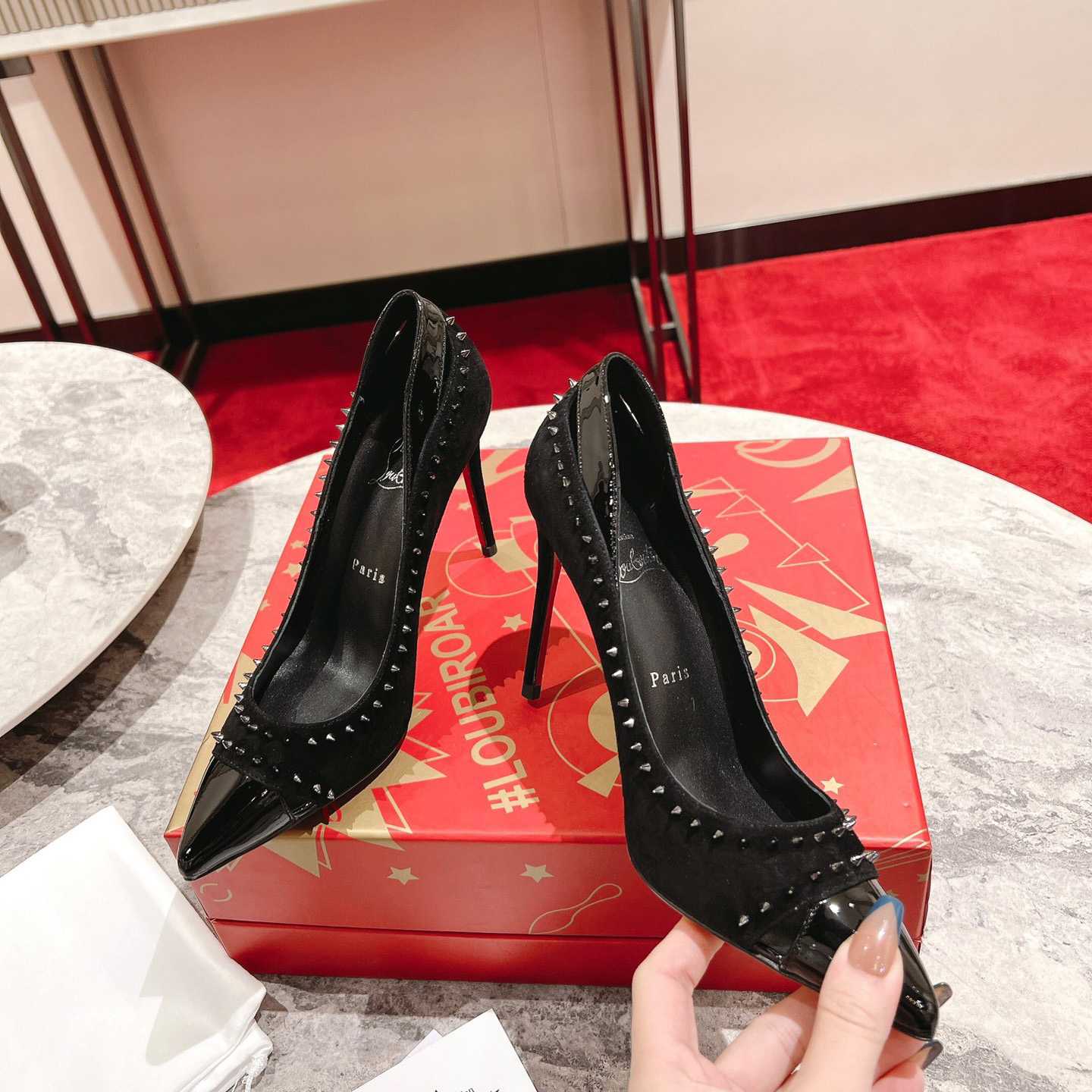 Christian Louboutin Duvette Spikes Pump   100mm - DesignerGu