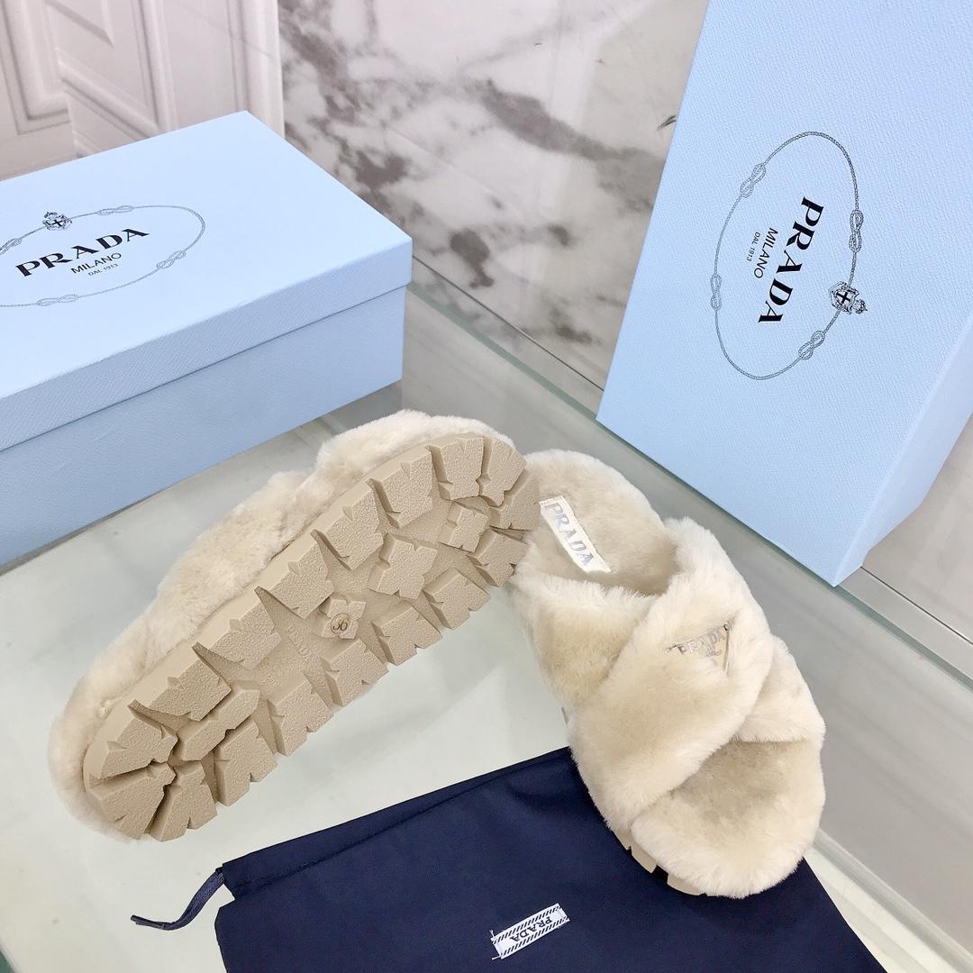 Prada Shearling Sandals - DesignerGu