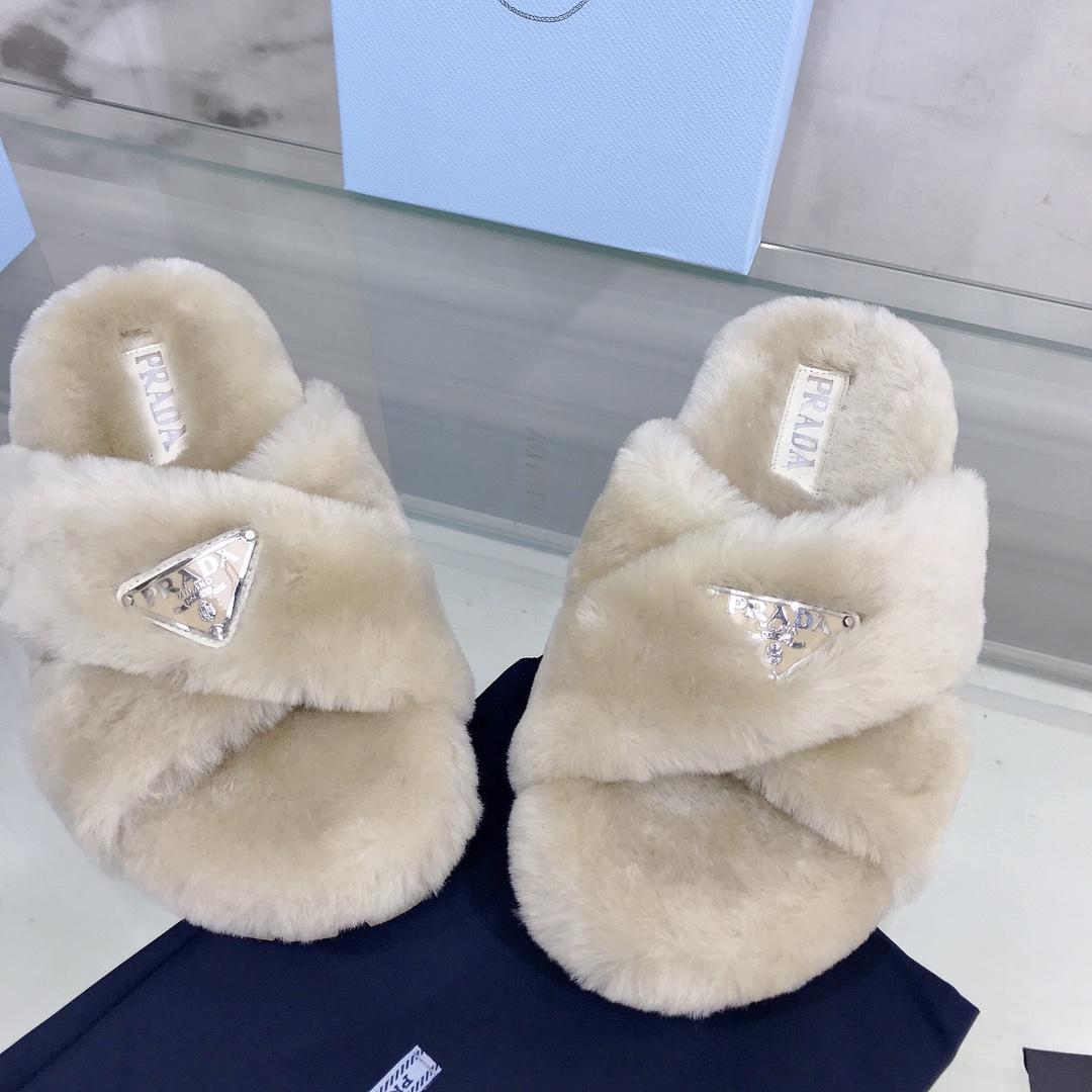 Prada Shearling Sandals - DesignerGu