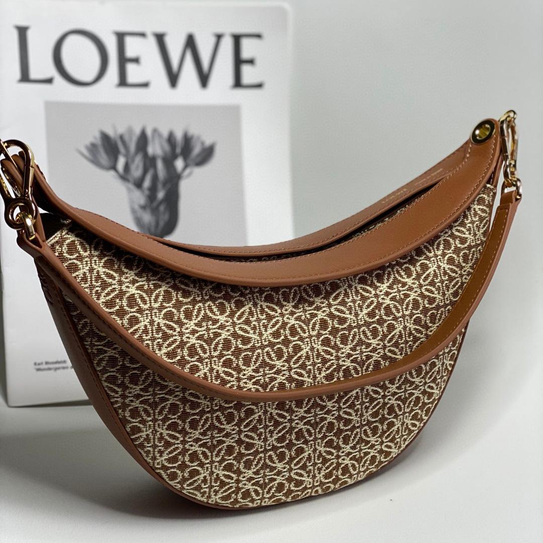 Loewe Small Loewe Luna Bag In Anagram Jacquard And Classic Calfskin(30-12-6cm) - DesignerGu