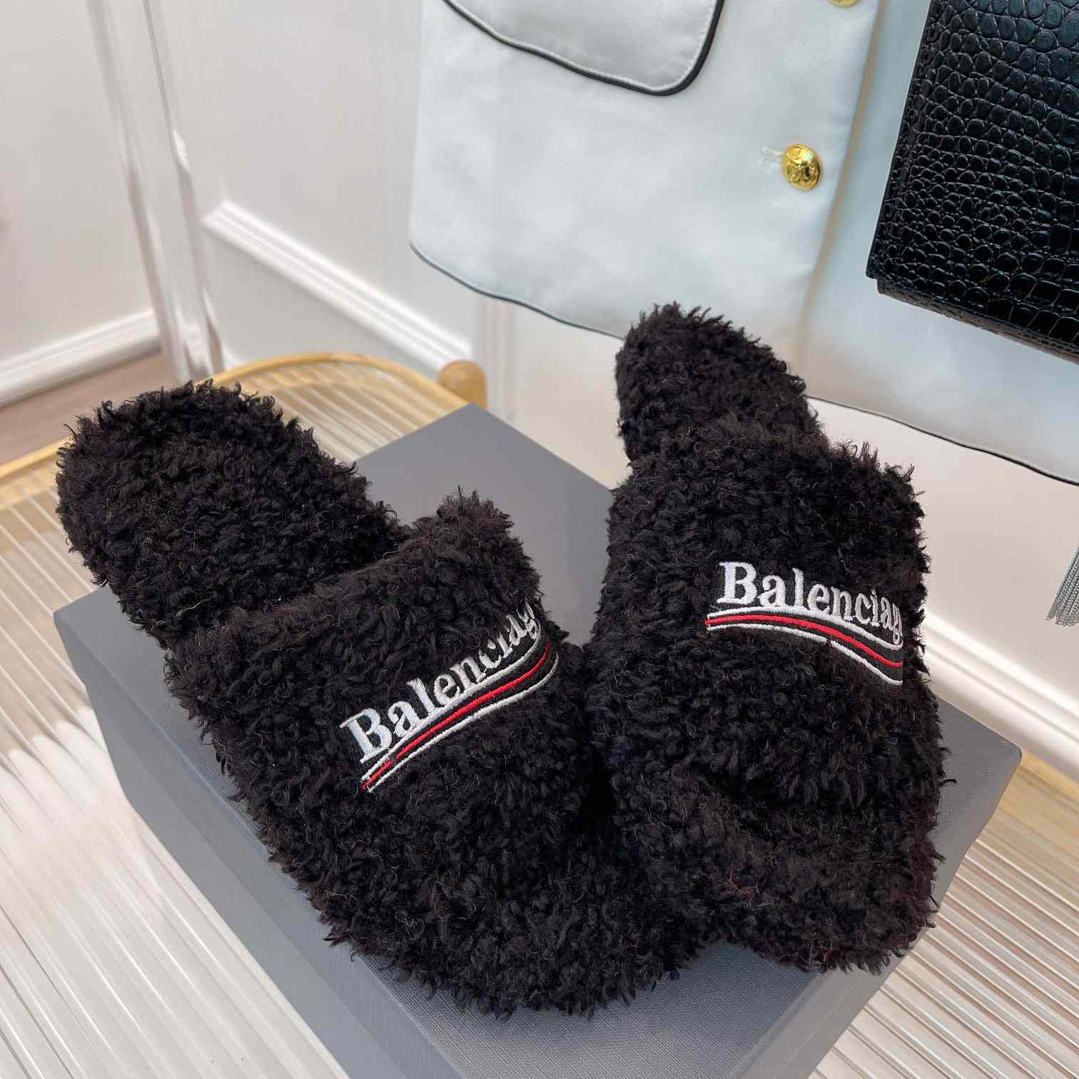 Balenciaga Furry Sandals - DesignerGu