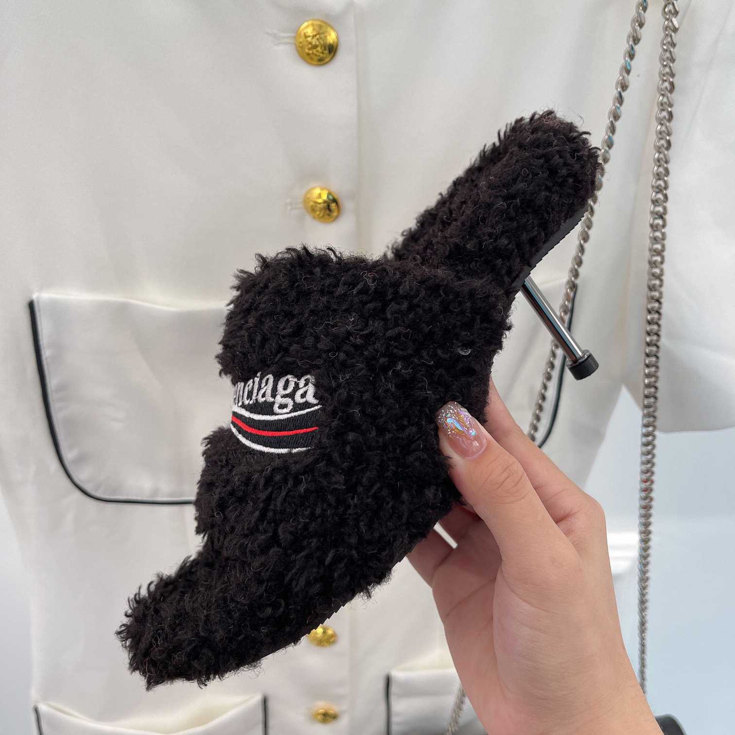 Balenciaga Furry Sandals - DesignerGu