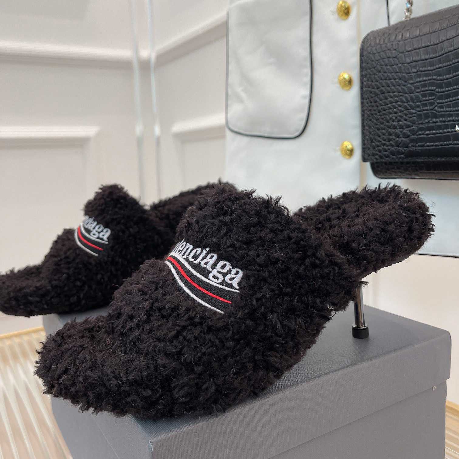 Balenciaga Furry Sandals - DesignerGu