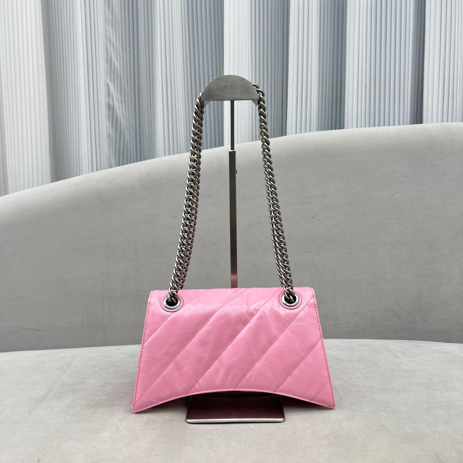 Balenciaga Women's Crush Small Chain Bag Quilted In Pink(25-15-9.5cm) - DesignerGu