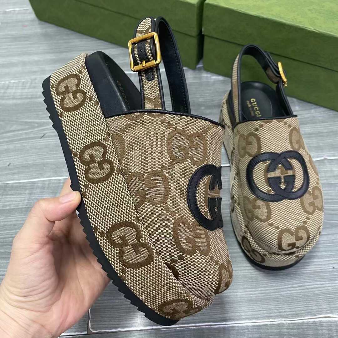 Gucci Maxi GG Canvas Platform Clogs - DesignerGu