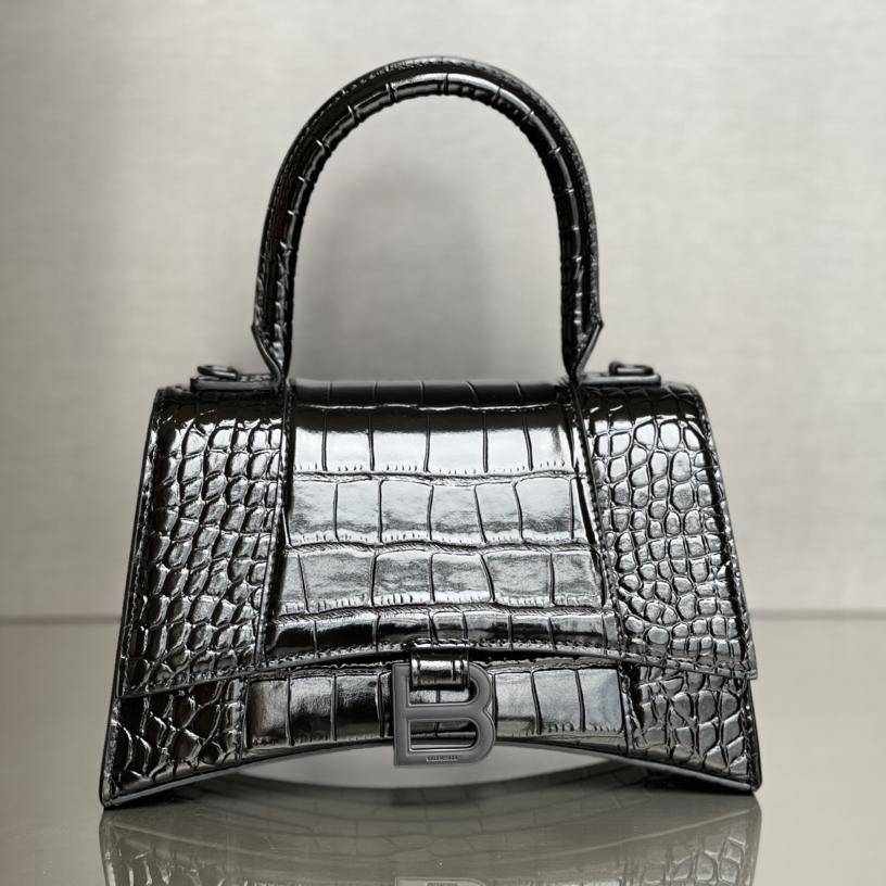 Balenciaga Degrade Crocodile Embossed Hourglass Small Crossbody Bag(23-10-24cm) - DesignerGu