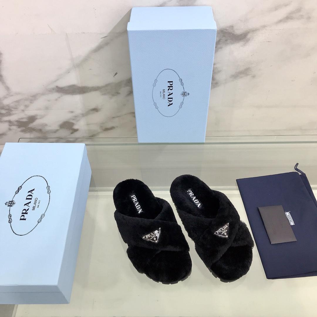 Prada Shearling Sandals - DesignerGu