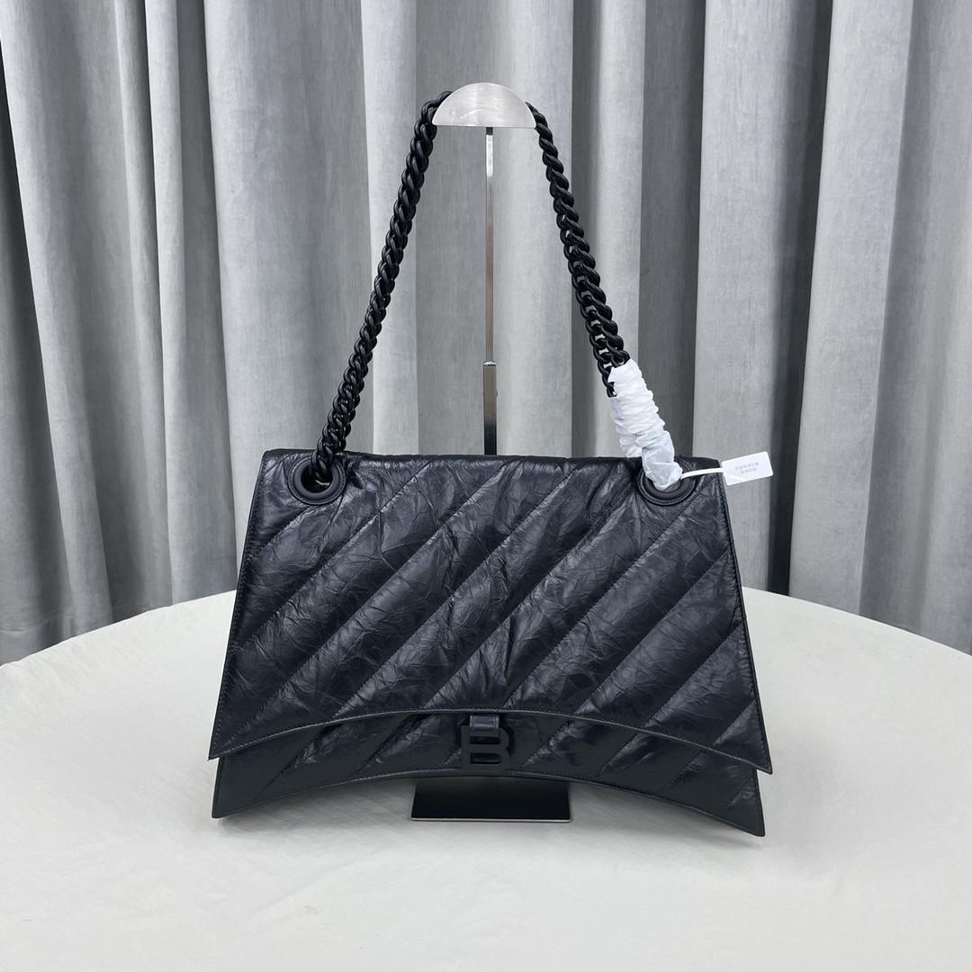 Balenciaga Women's Crush Large Chain Bag Quilted In Black(40-11-25cm) - DesignerGu