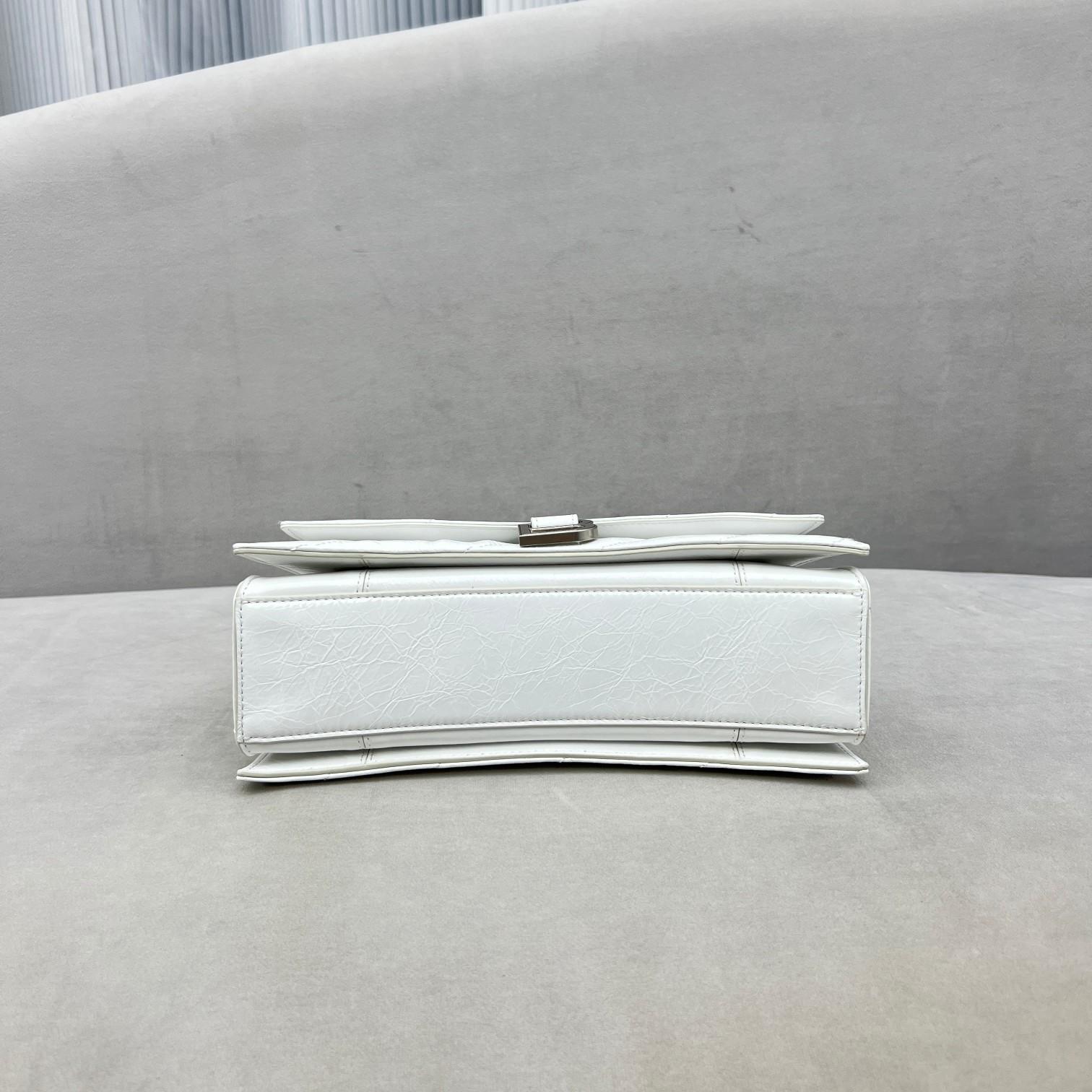 Balenciaga Women's Crush Small Chain Bag Quilted In Optic White(25-15-9.5cm) - DesignerGu