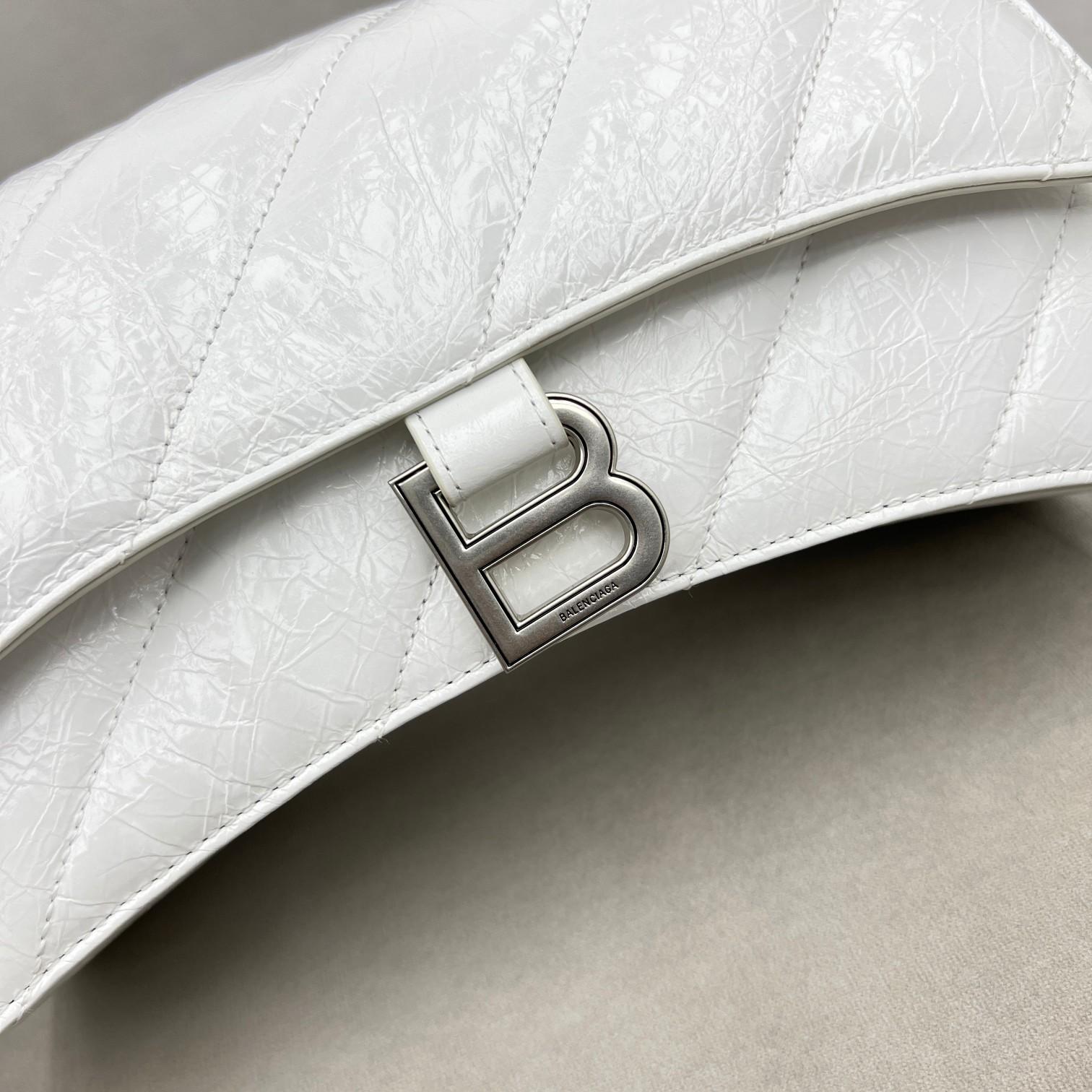 Balenciaga Women's Crush Small Chain Bag Quilted In Optic White(25-15-9.5cm) - DesignerGu