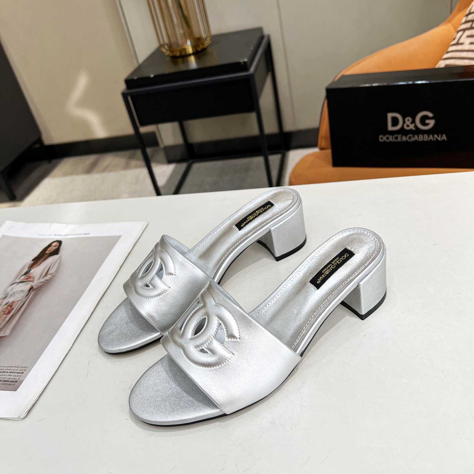 Dolce & Gabbana Calfskin Mules With DG Millennials Logo - DesignerGu