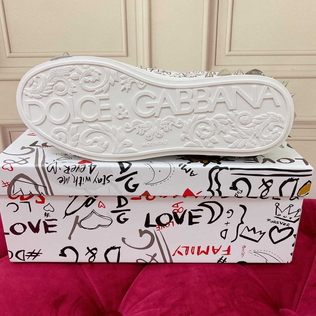 Dolce & Gabbana Calfskin Nappa Portofino Sneakers With Studs - DesignerGu