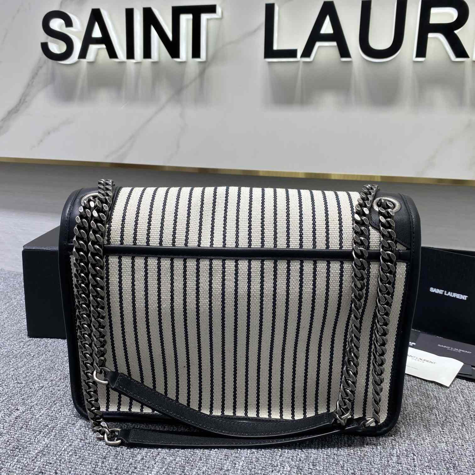 Saint Laurent Women's Niki Medium Striped Canvas Shoulder Bag (28cm) - DesignerGu