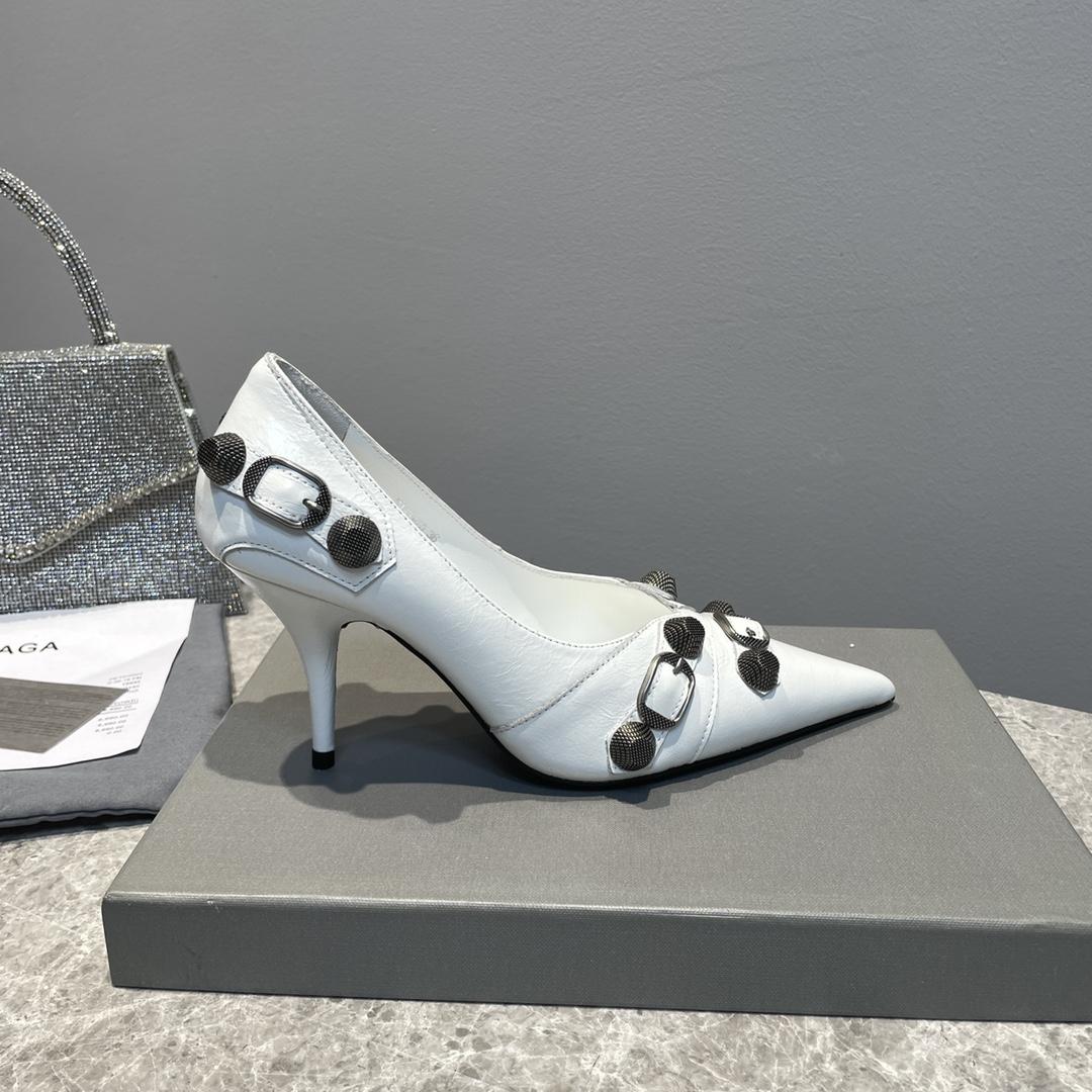 Balenciaga Cagole 90mm Pump In White - DesignerGu