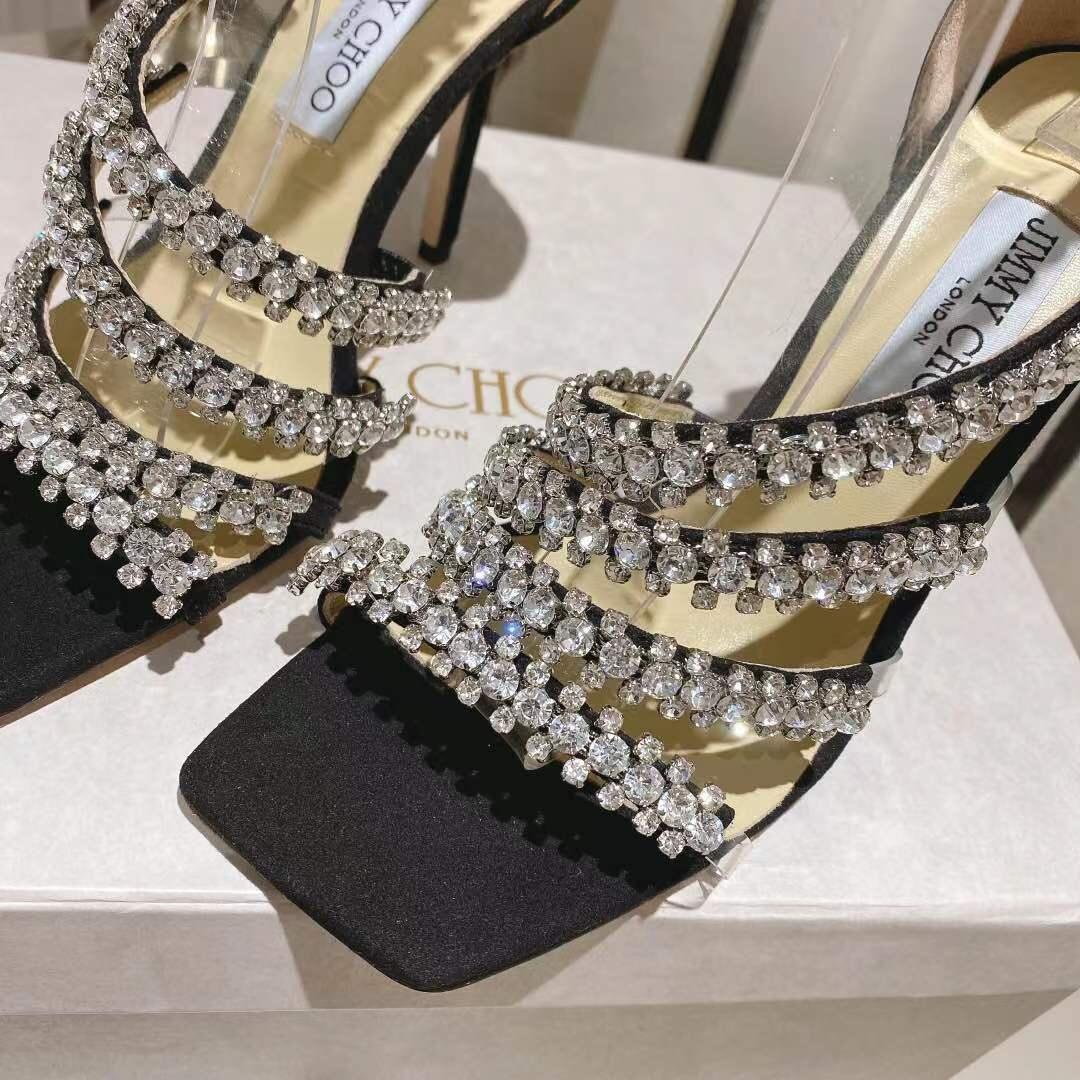 Jimmy Choo Josefine Crystal-Embellished Sandals  100mm - DesignerGu