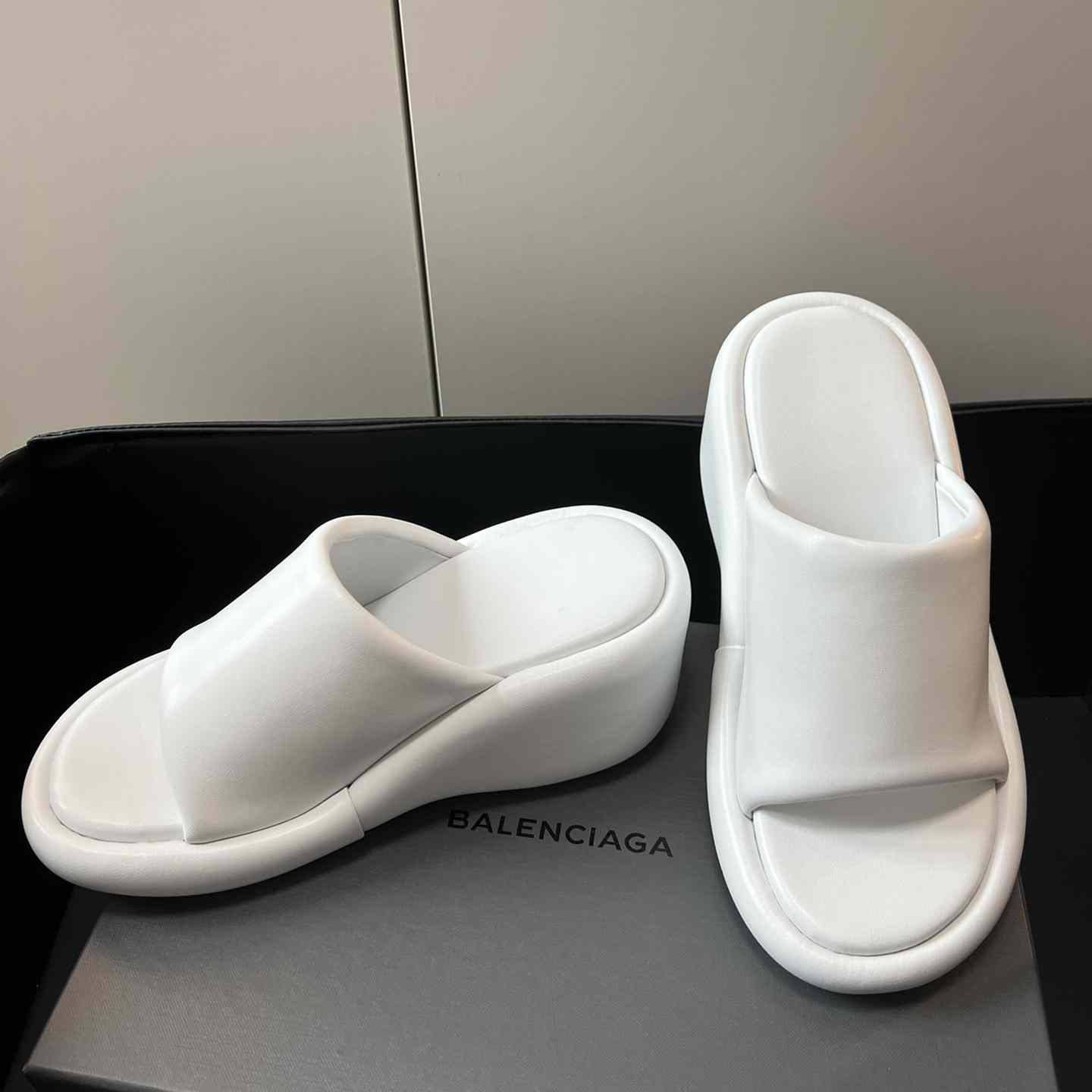 Balenciaga White Rise Wedge Sandals - DesignerGu