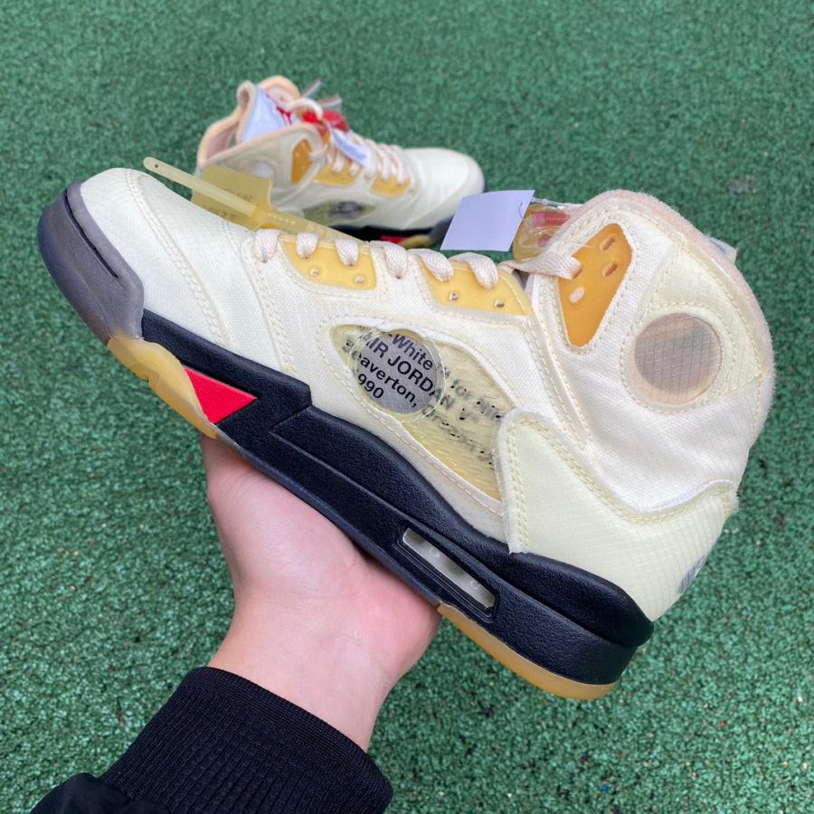 AirJordan 5 AJ5 x Off-White Ow Sneaker      DH8565-100 - DesignerGu