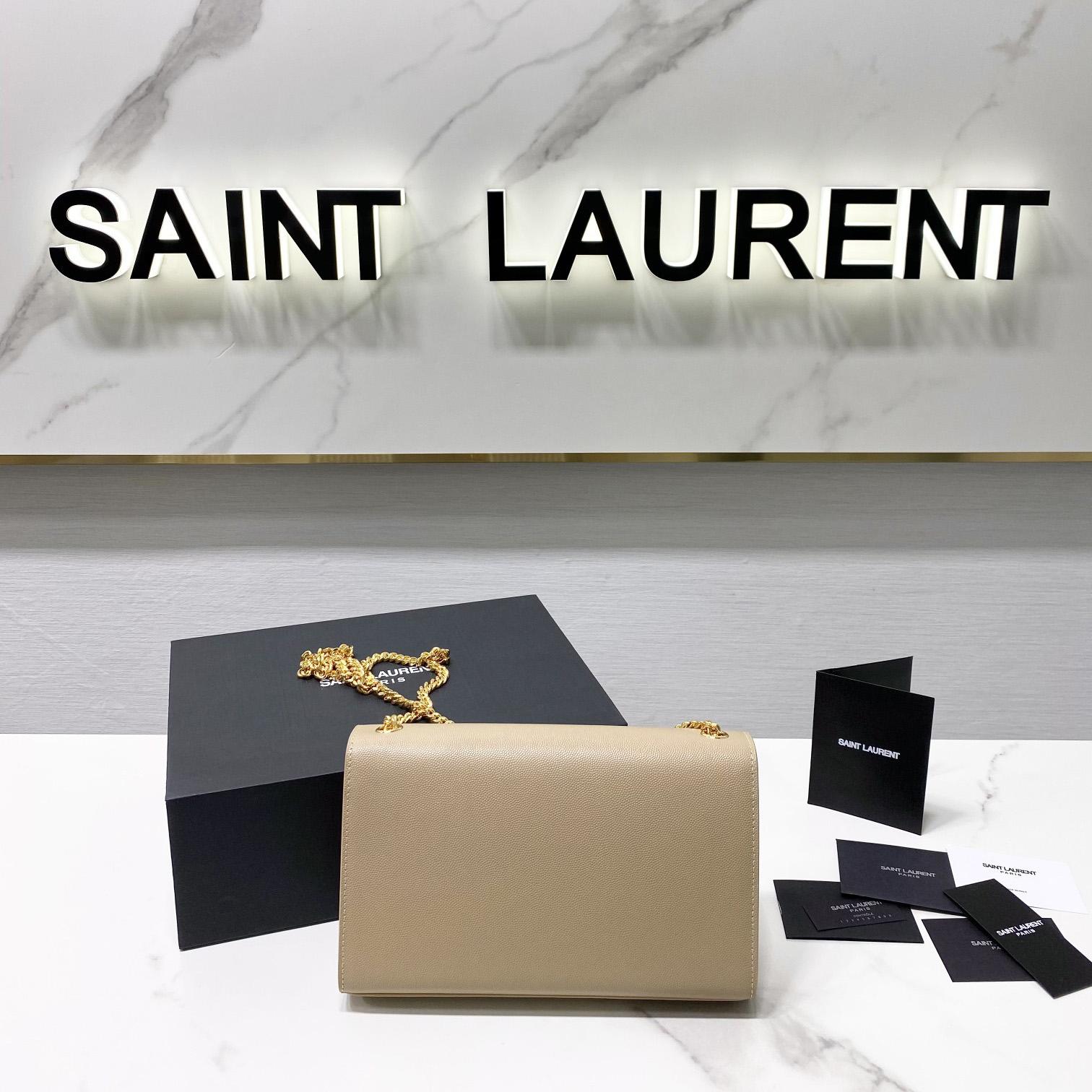 Saint Laurent Kate Medium Chain Bag In Grain De Poudre Embossed Leather - DesignerGu