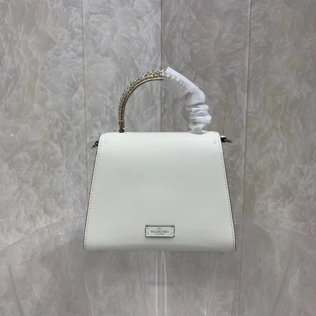 Valenti small Vsling Calfskin Handbag With Jewel Handle  - DesignerGu