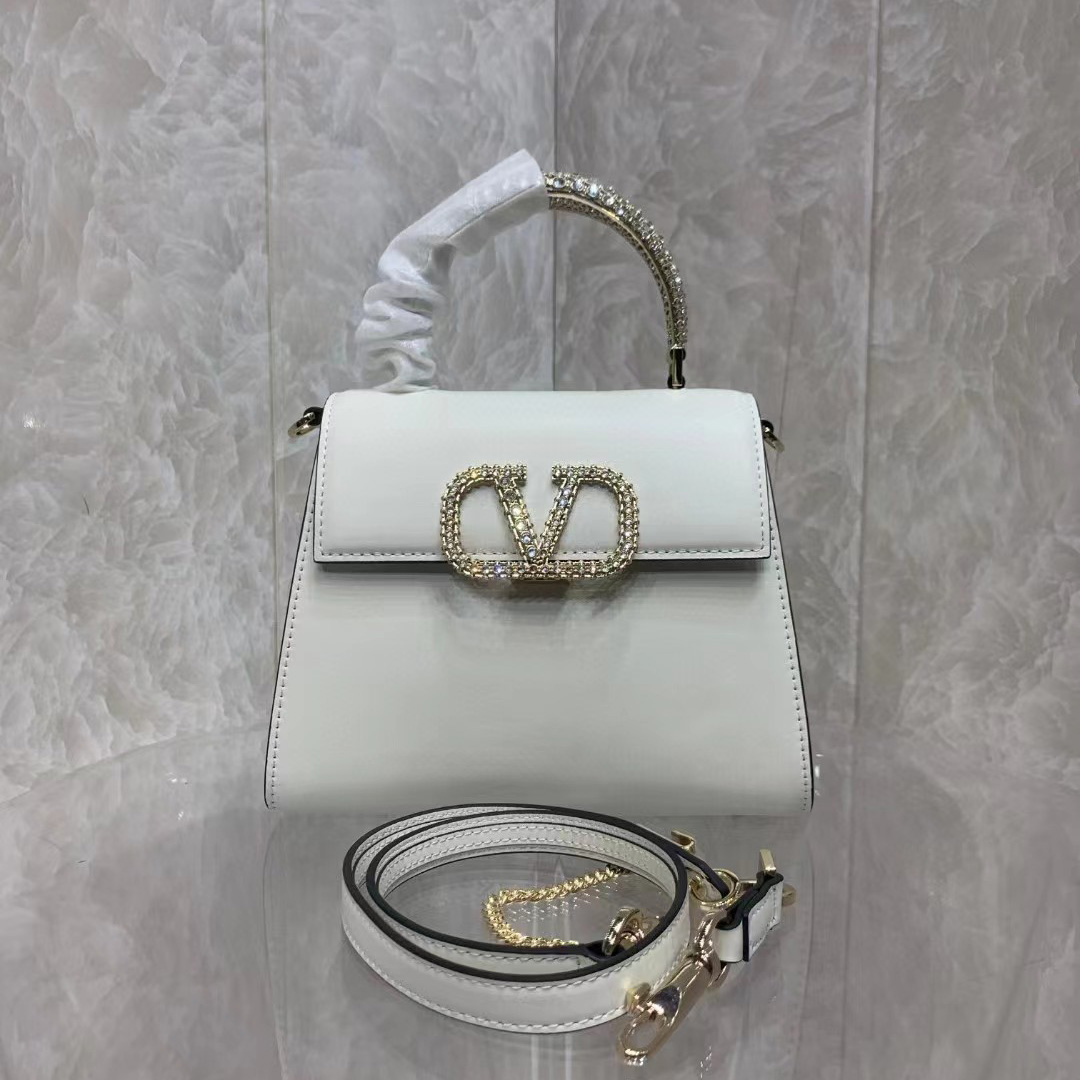 Valenti small Vsling Calfskin Handbag With Jewel Handle  - DesignerGu