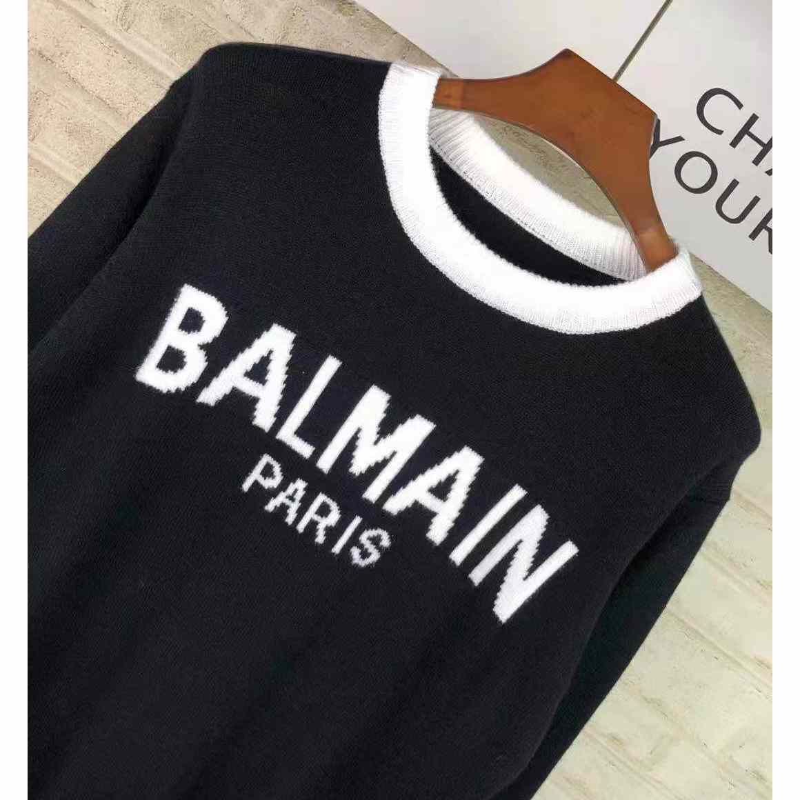 Balmain Wool Jumper With Balmain Logo - DesignerGu