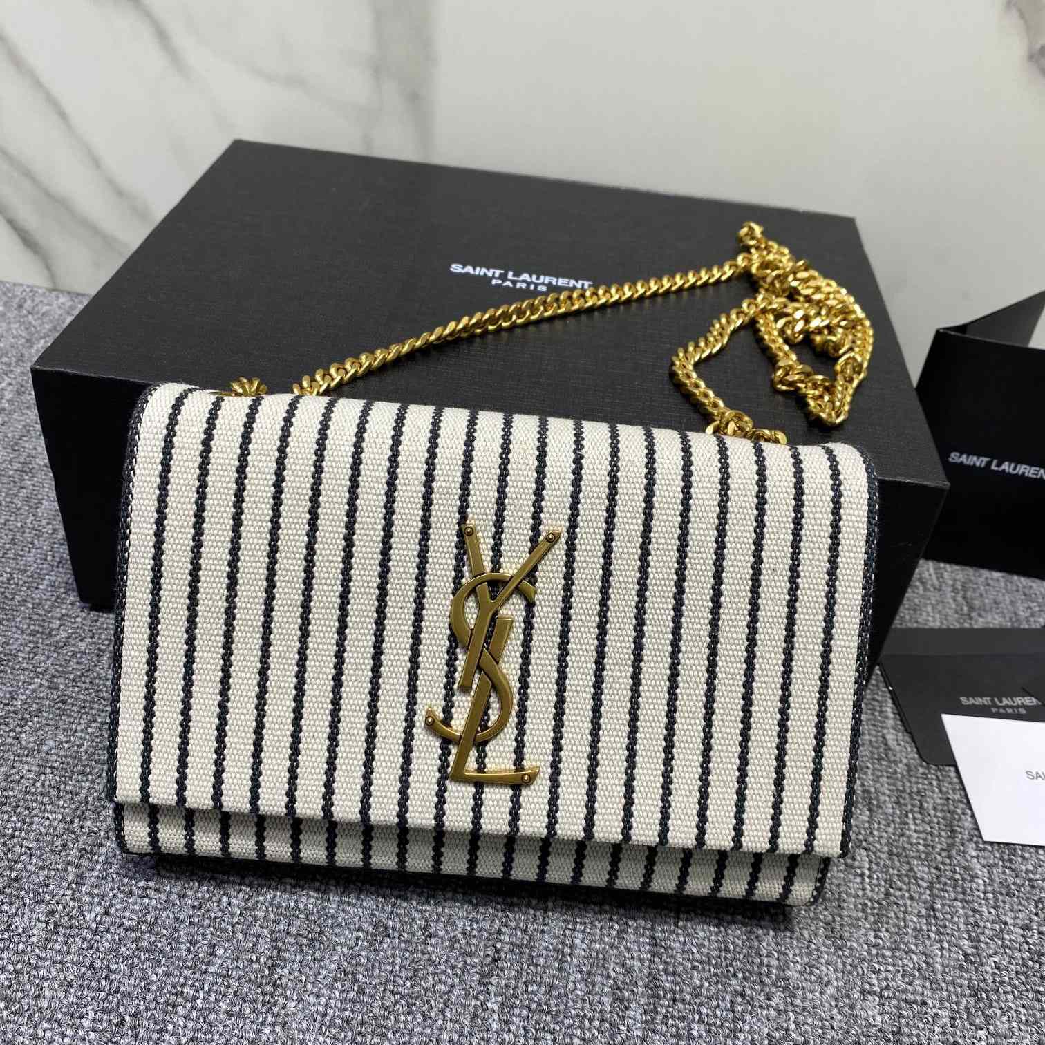 Saint Laurent Striped Small Chain Bag(20x13x5.5cm) - DesignerGu