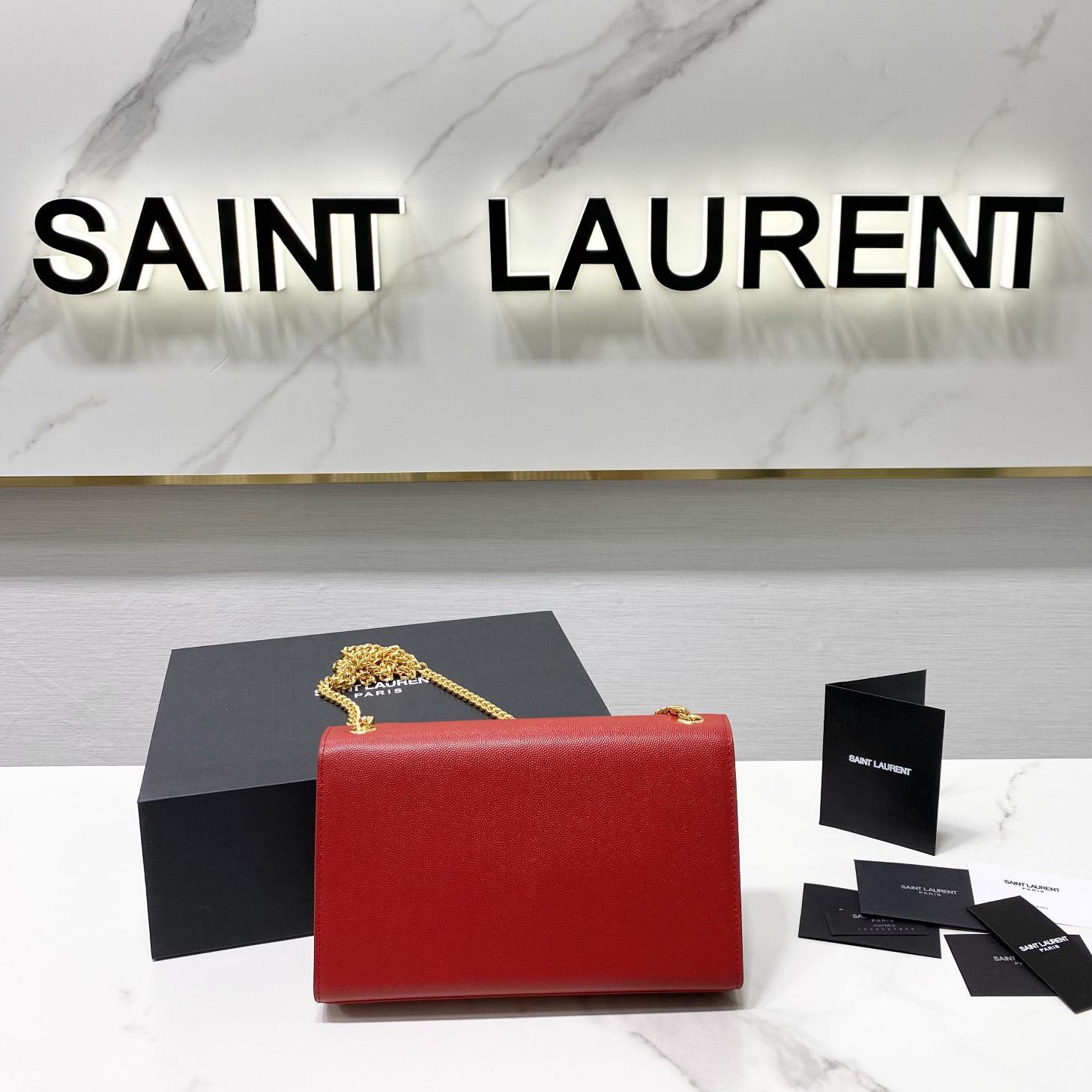 Saint Laurent Kate Medium Chain Bag In Grain De Poudre Embossed Leather - DesignerGu