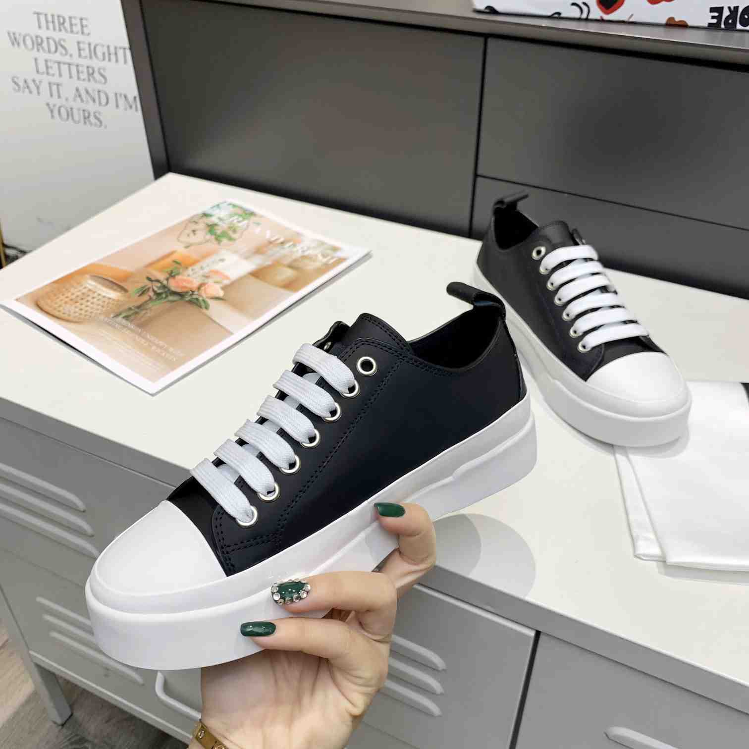 Dolce & Gabbana Calfskin Portofino Light Sneakers With Logo-Detailed Plate And Logo Print - DesignerGu