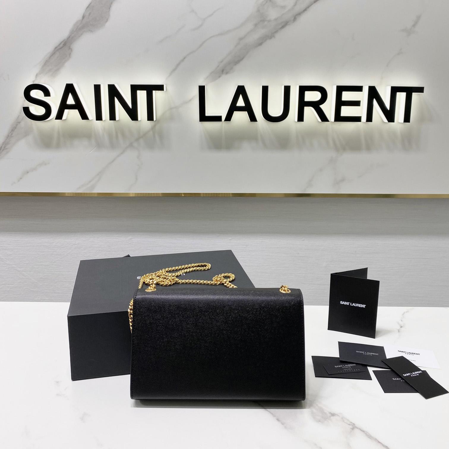 Saint Laurent Kate Medium Chain Bag In Grain De Poudre Embossed Leather - DesignerGu