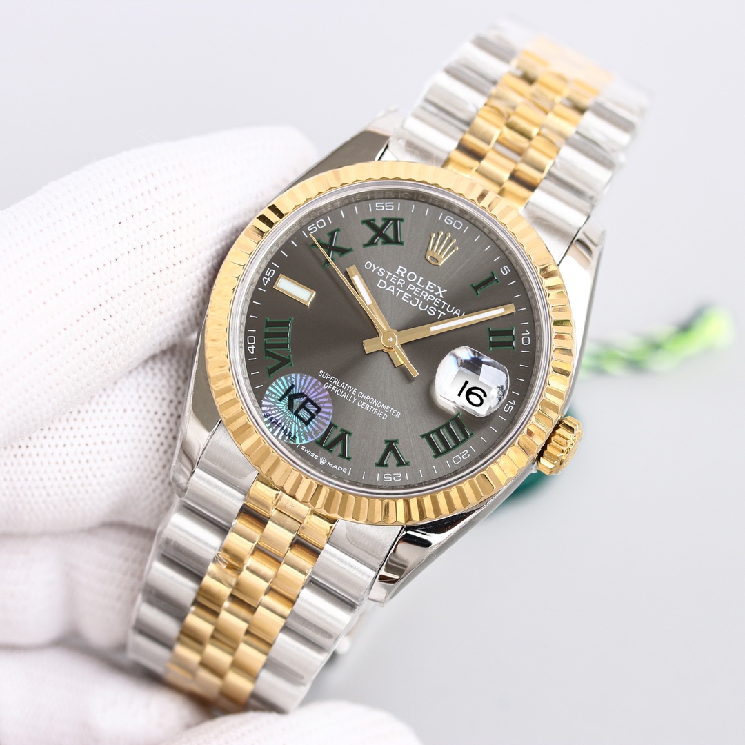 Rolex Datejust Oystersteel Steel Yellow Gold Dark Grey Dial Jubilee - DesignerGu